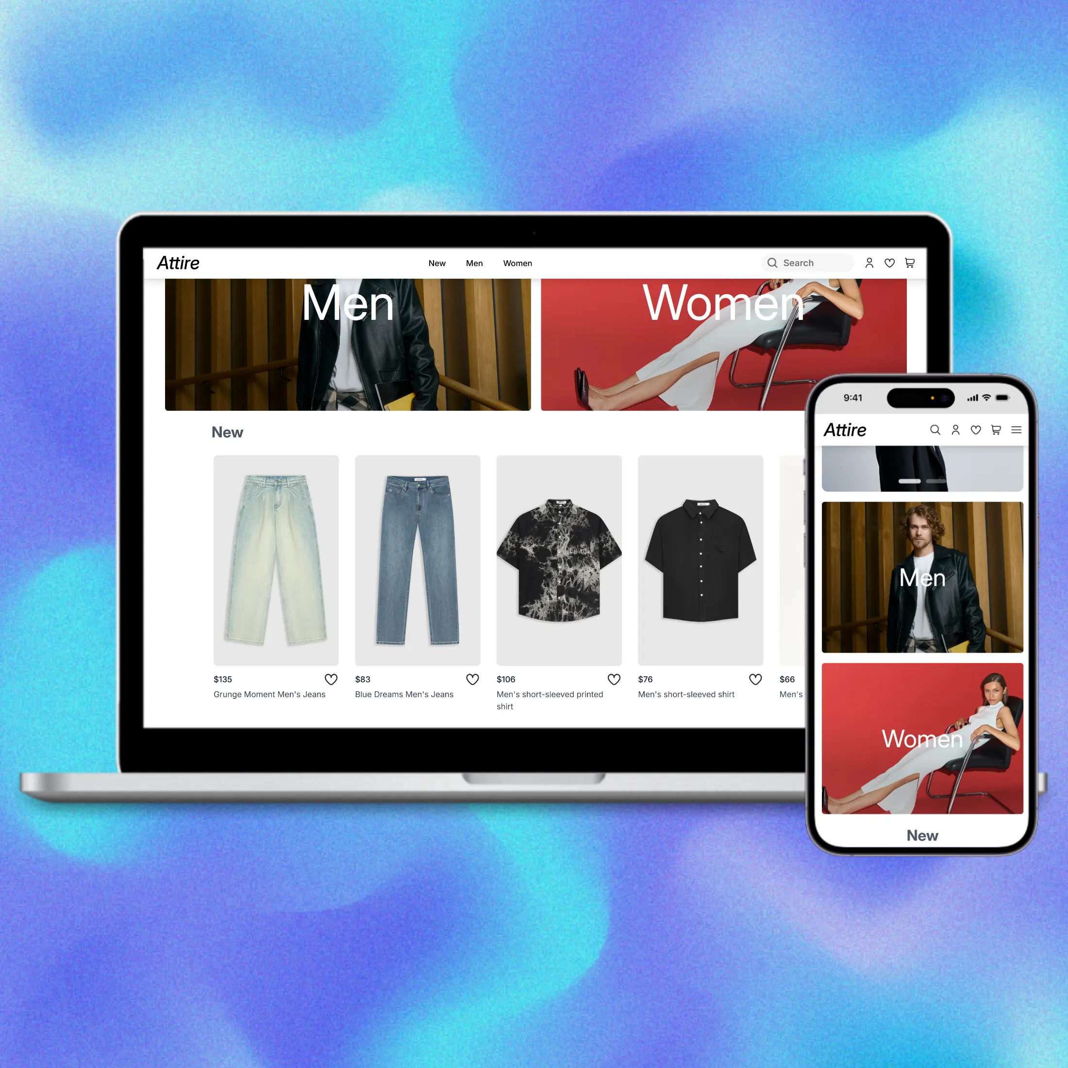 Attire - E-Commerce Store laptop and phone